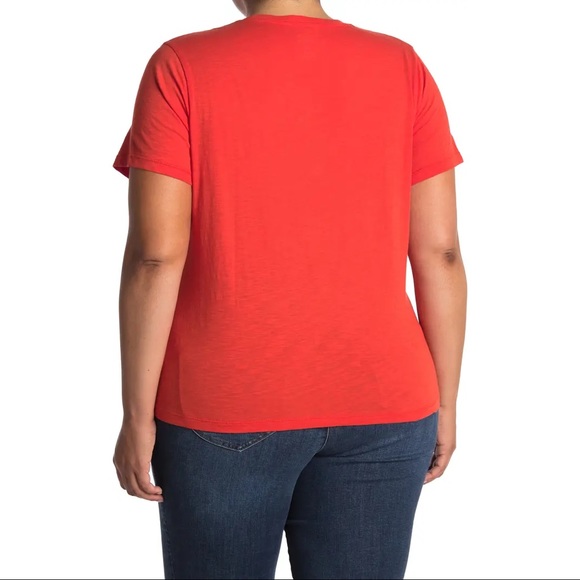 MADEWELL V-Neck Tee Short Sleeve T-Shirt Poppy Red - Picture 2 of 4